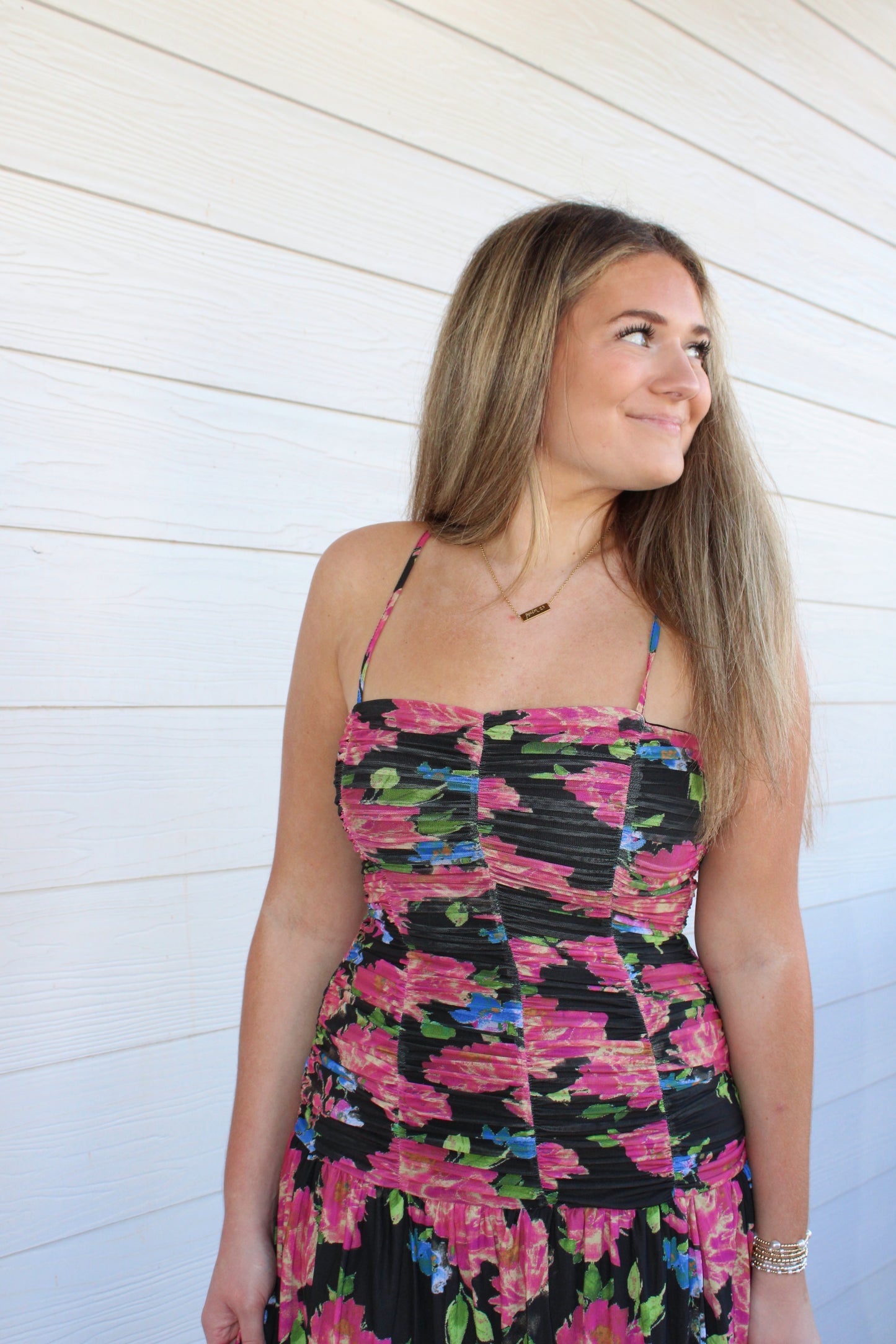 Floral Mesh Maxi Dress