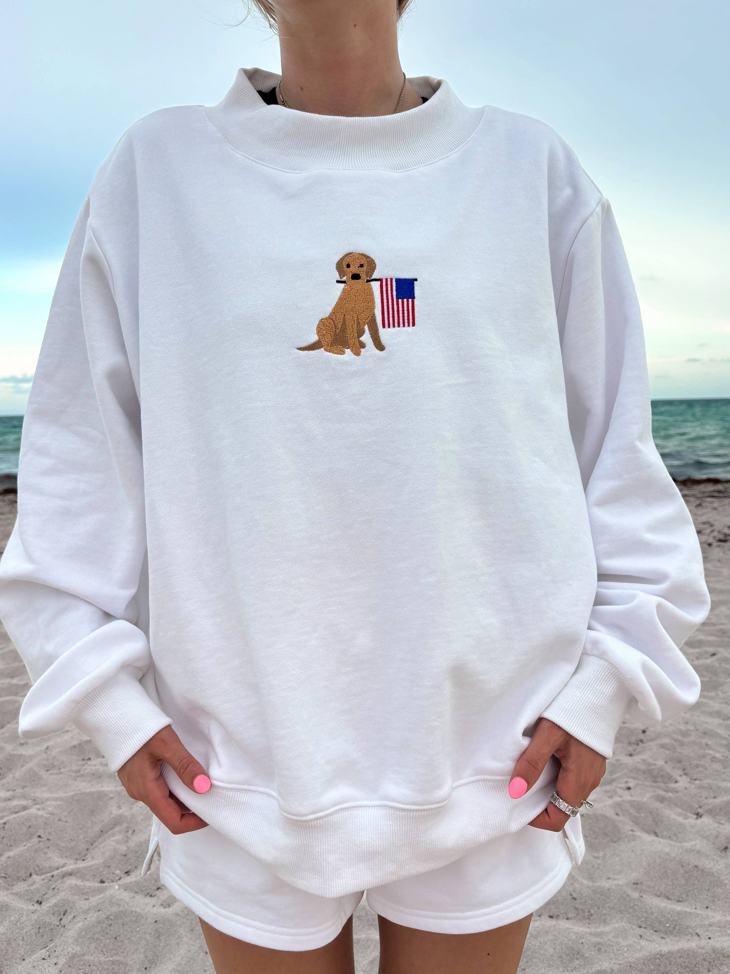 Beau Flag Dog Mockneck Sweatshirt