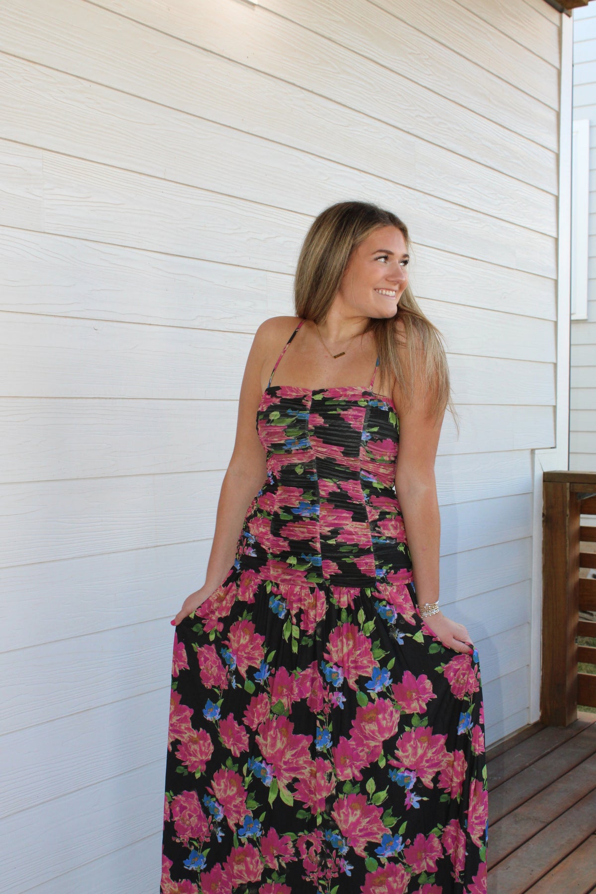 Floral Mesh Maxi Dress
