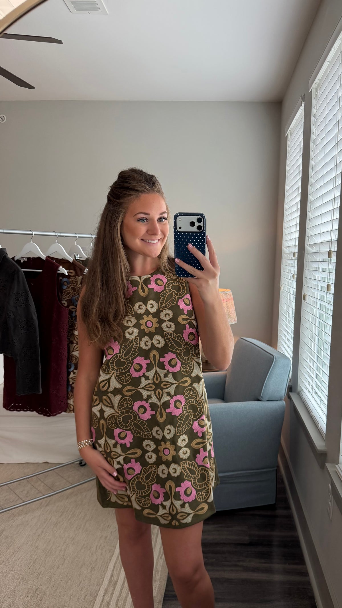 Autumn Suede Embroidery Dress - (IMPERFECTION) Olive