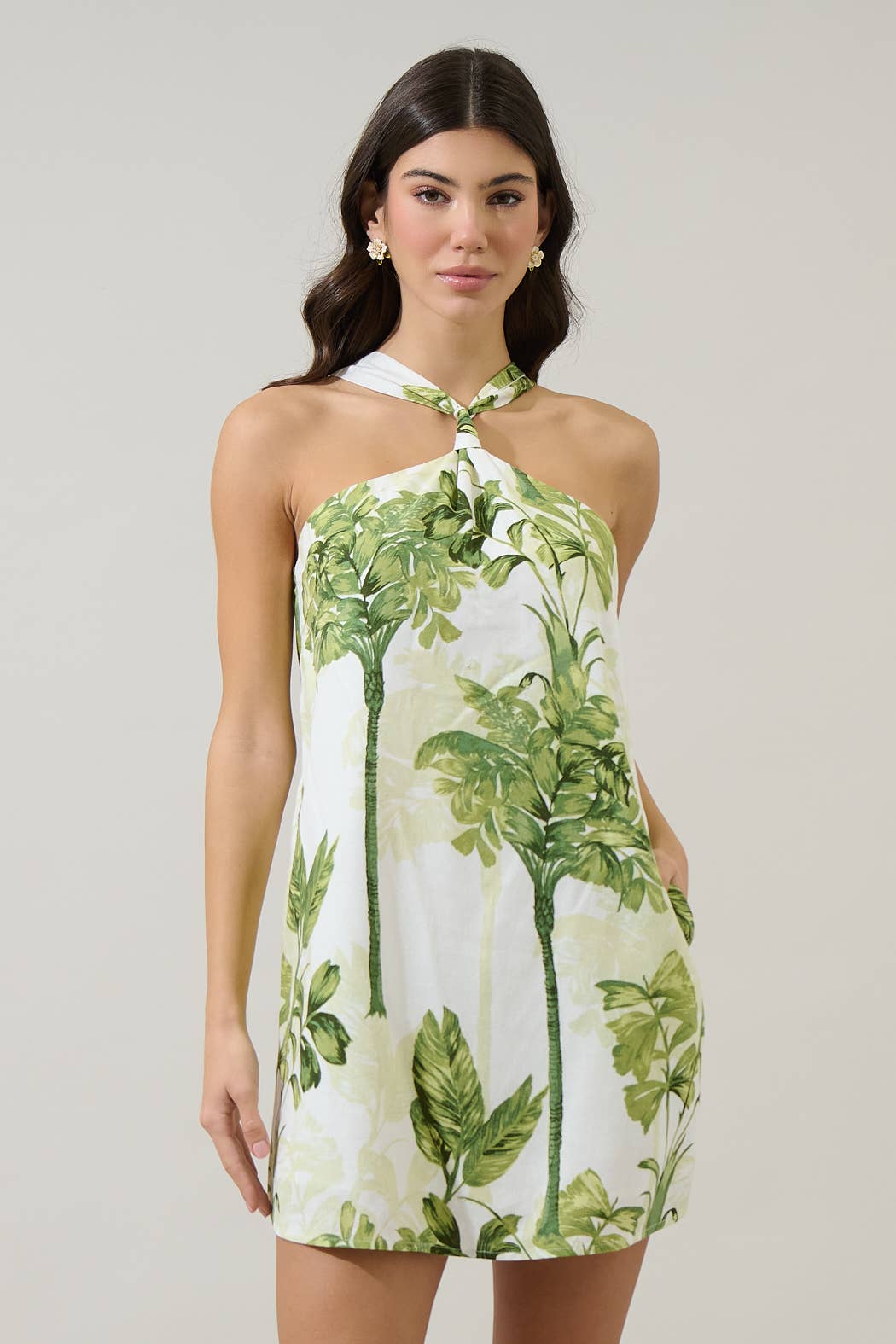 Tropical Halter Mini Dress