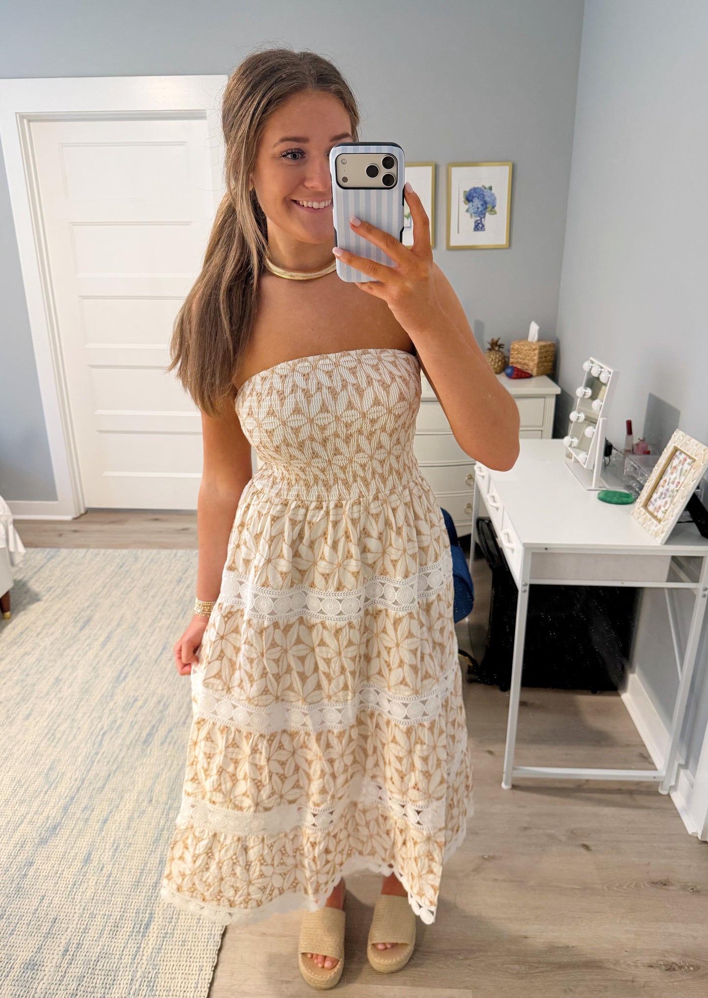Seaside Smocked Midi Dress