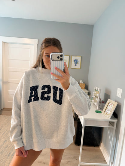 Polka Dot USA Mockneck Sweatshirt