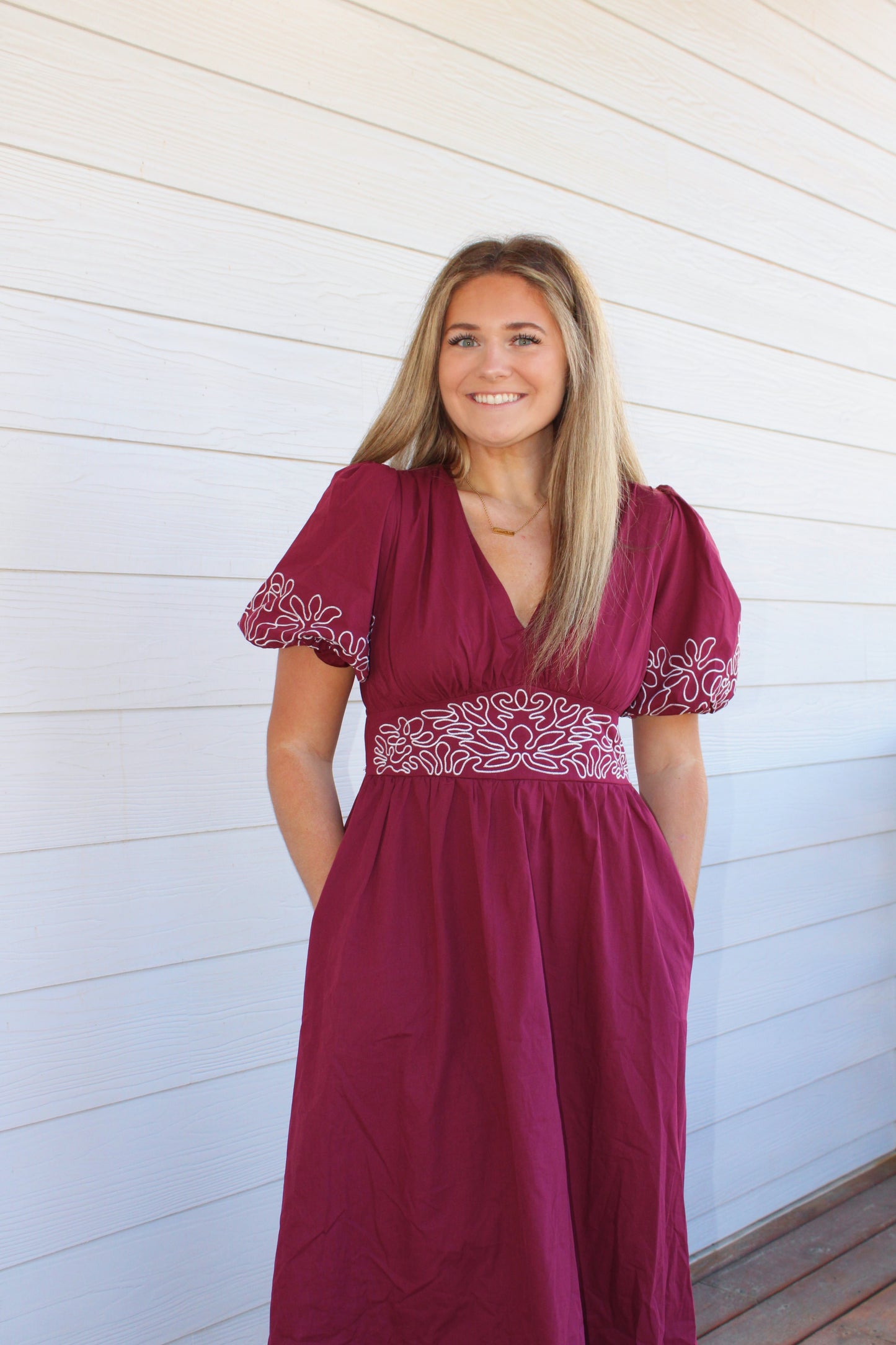 Brooke Midi Dress-Burgundy