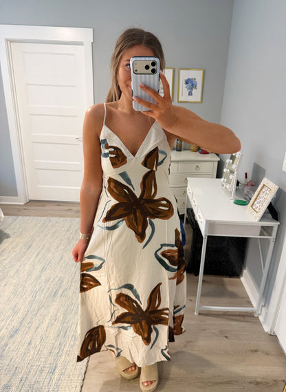 Floral Open Back Maxi Dress