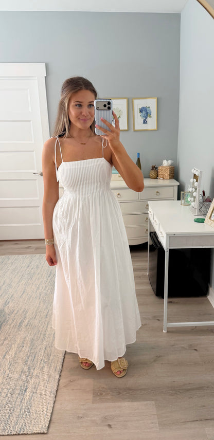 Seabreeze Pleated Maxi Dress- White