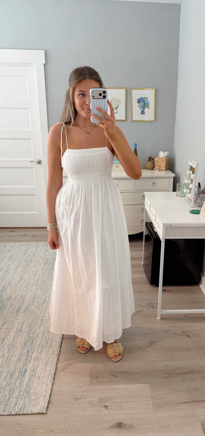 Seabreeze Pleated Maxi Dress- White