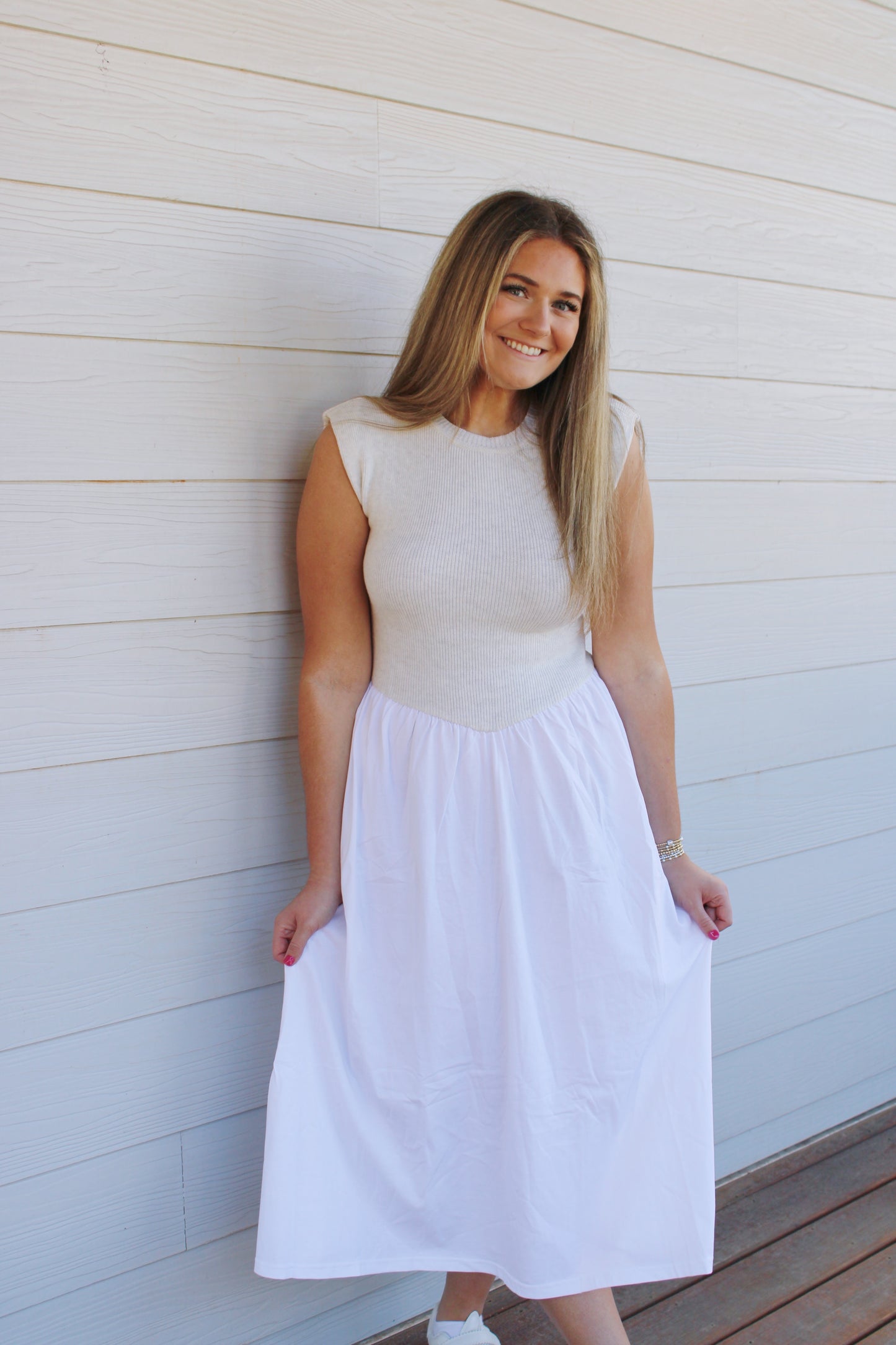 Morgan Midi Dress -White