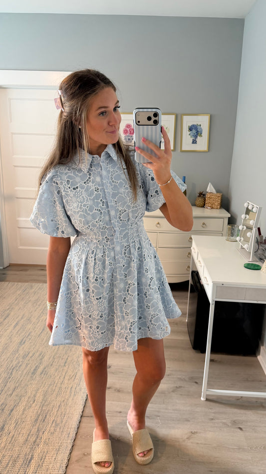 Blue Garden Mini Dress
