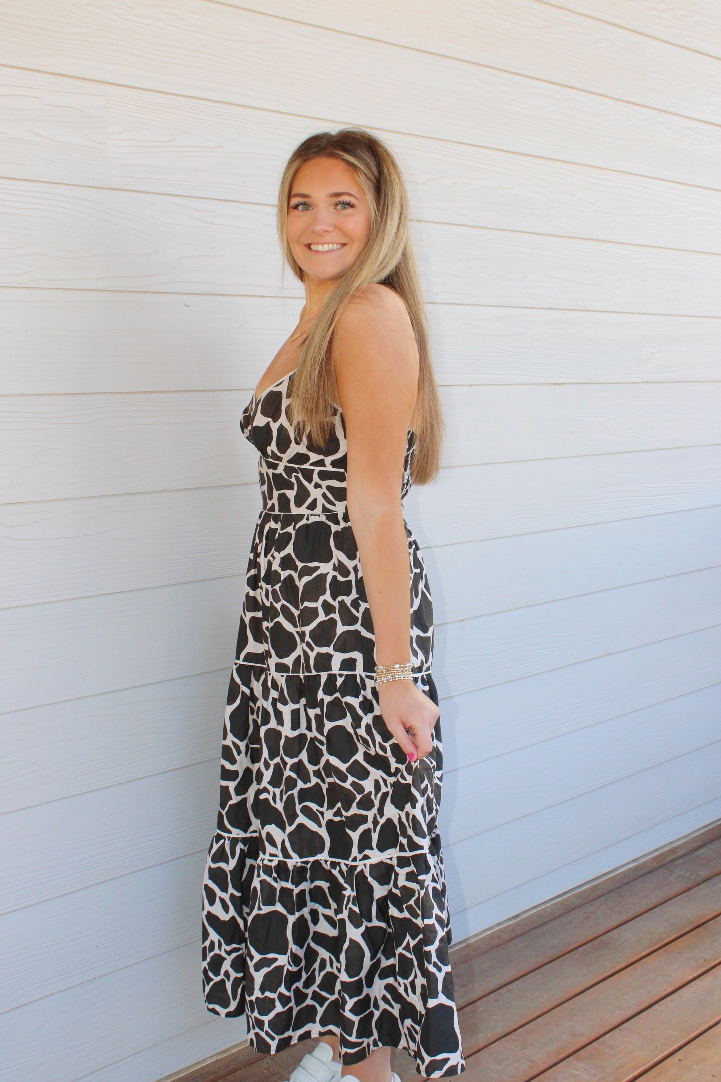 Anna Midi Dress -Ivory Black