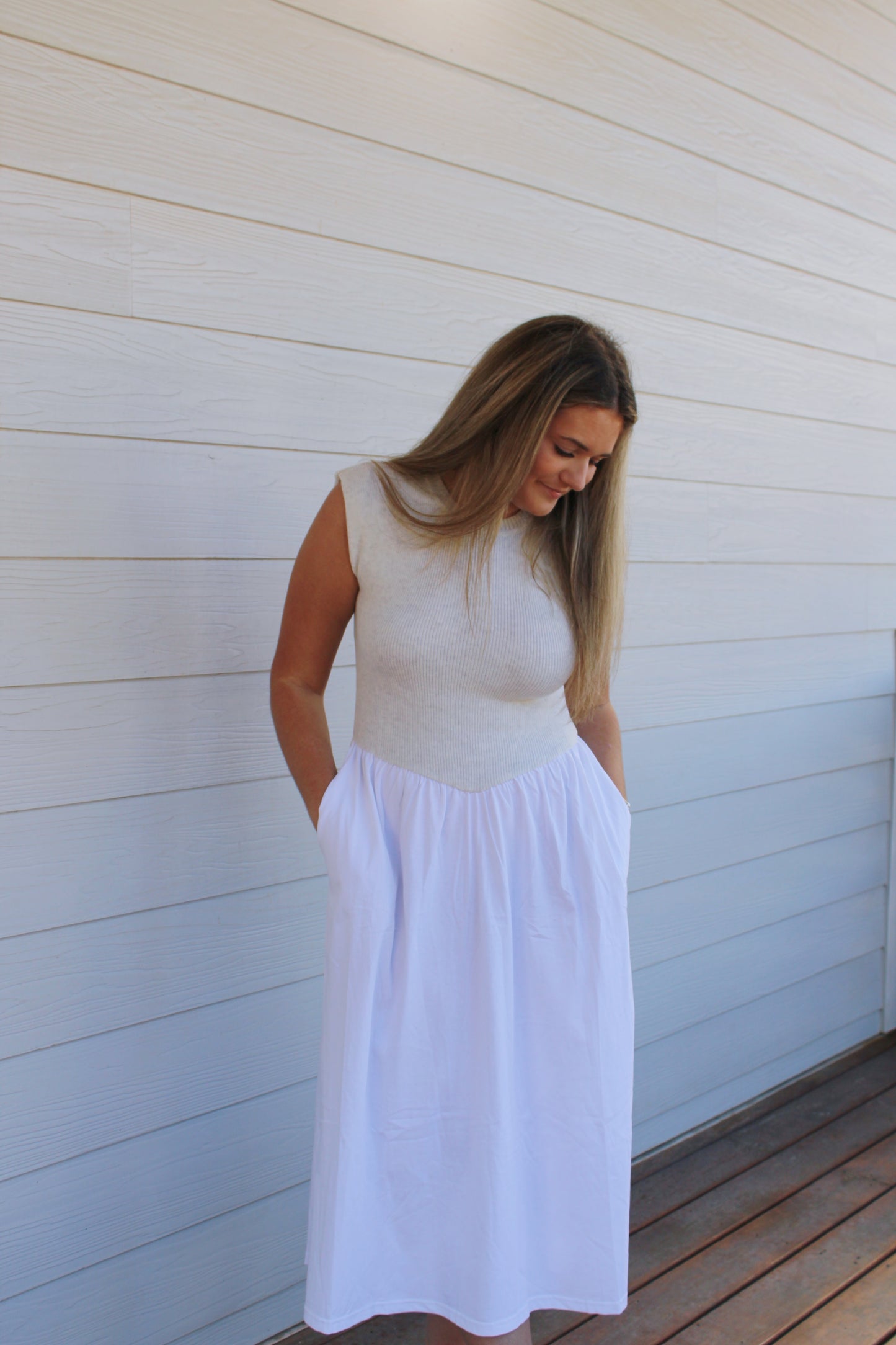 Morgan Midi Dress -White