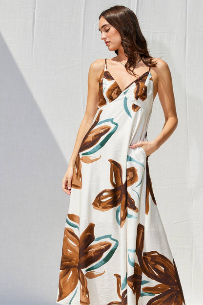 Floral Open Back Maxi Dress