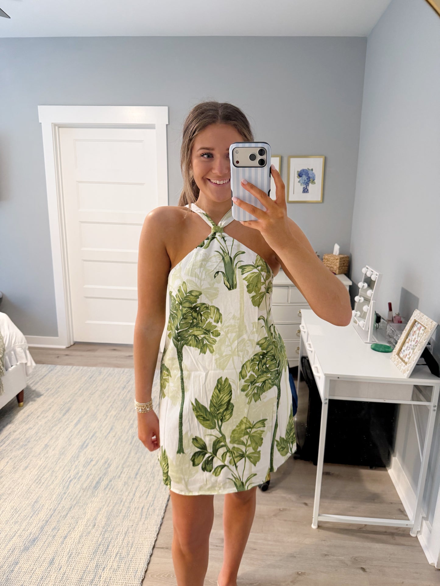 Tropical Halter Mini Dress