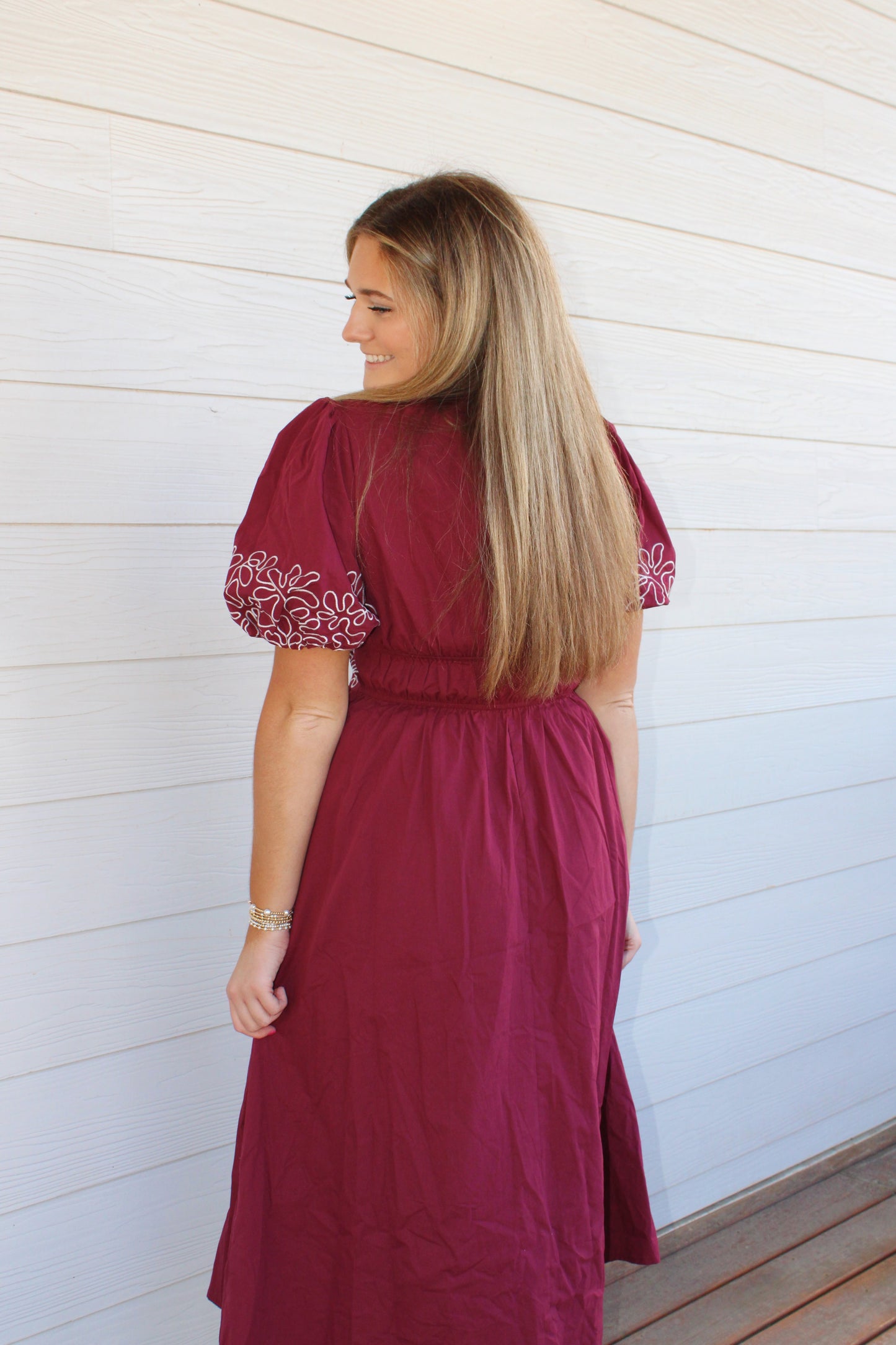 Brooke Midi Dress-Burgundy