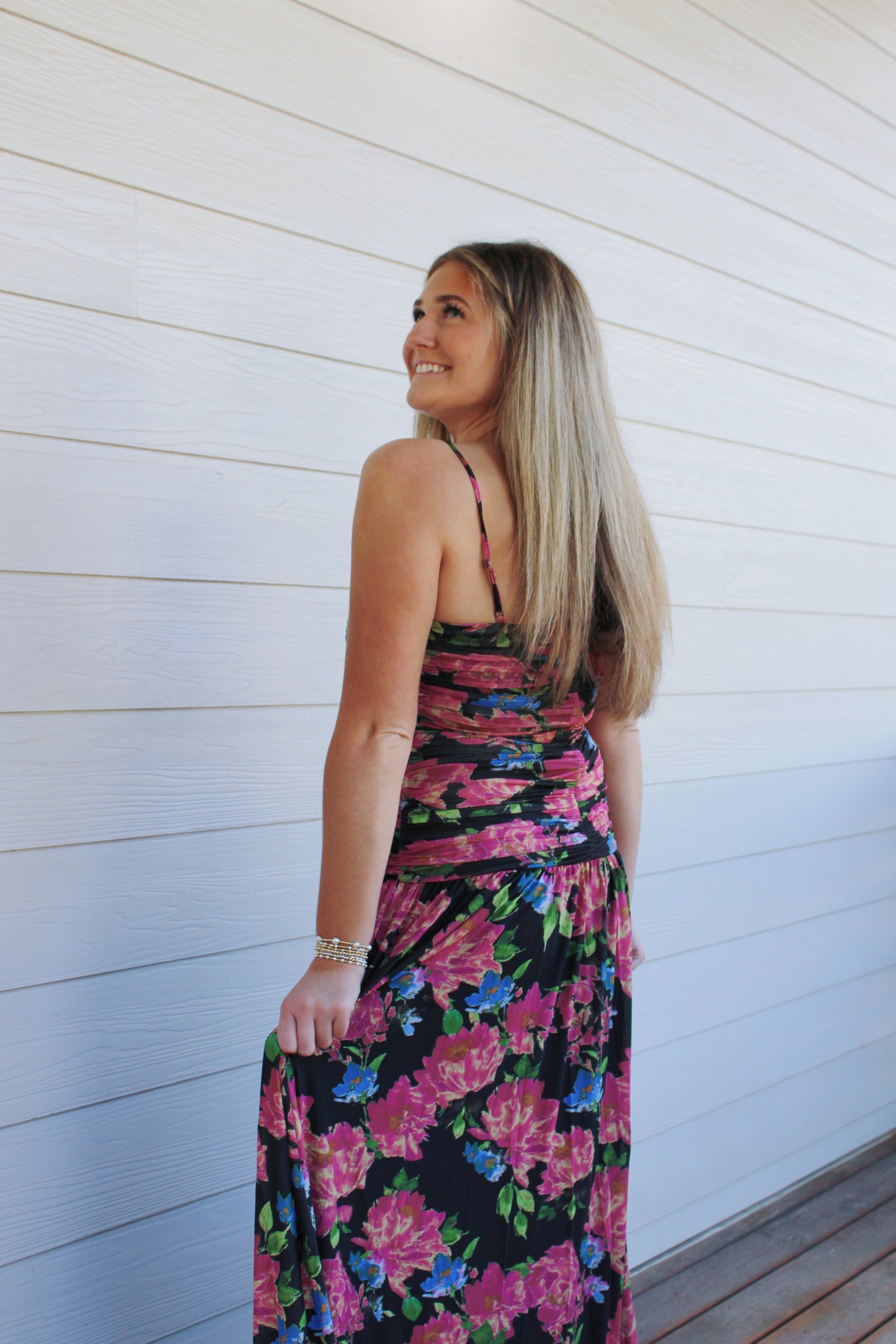 Floral Mesh Maxi Dress