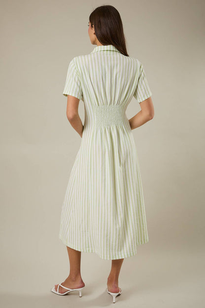 Green Button Down Midi Dress