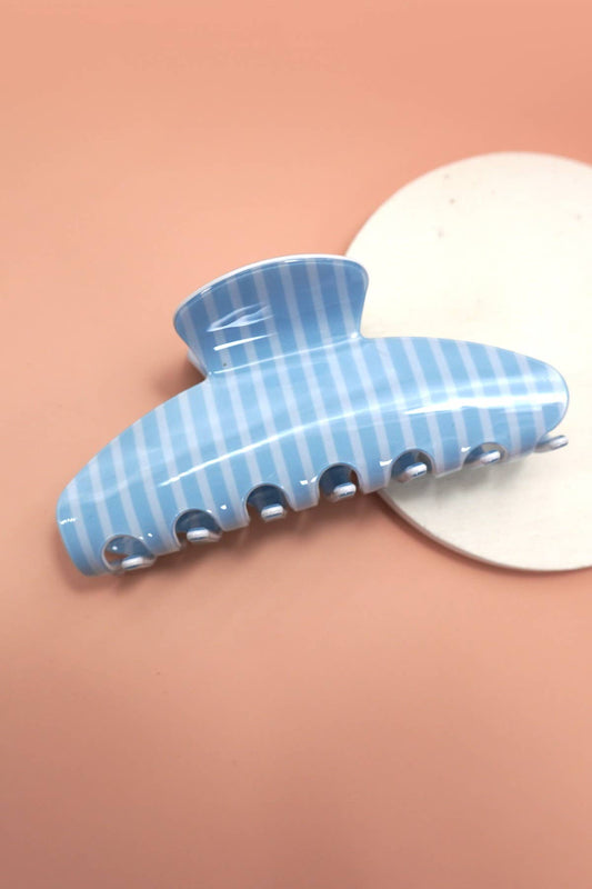 Jumbo Stripe Plaid Claw Clip - Plaid Light Blue