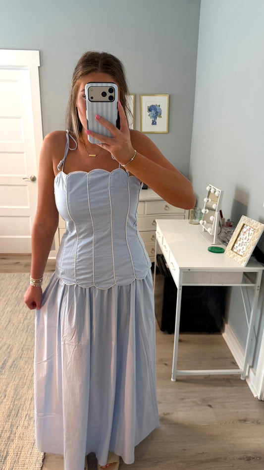 Baby Blue Scalloped Top