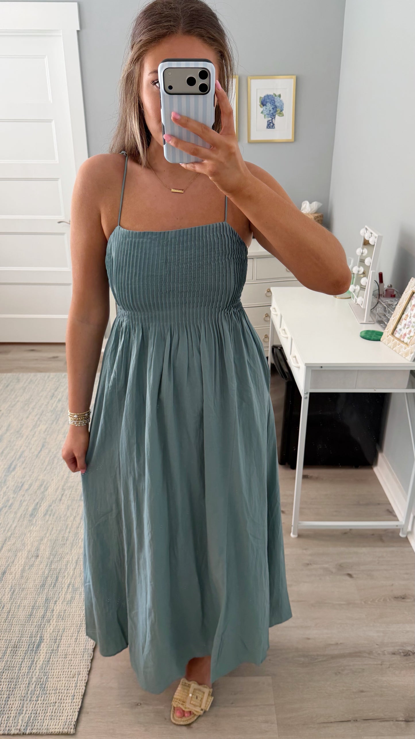 Seabreeze Pleated Maxi -Teal
