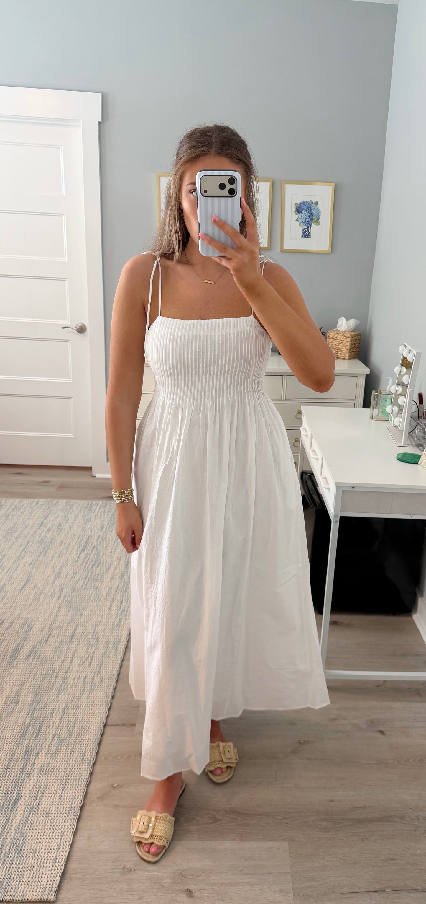 Seabreeze Pleated Maxi Dress- White