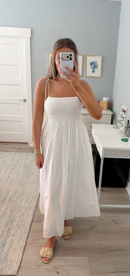 Seabreeze Pleated Maxi Dress- White