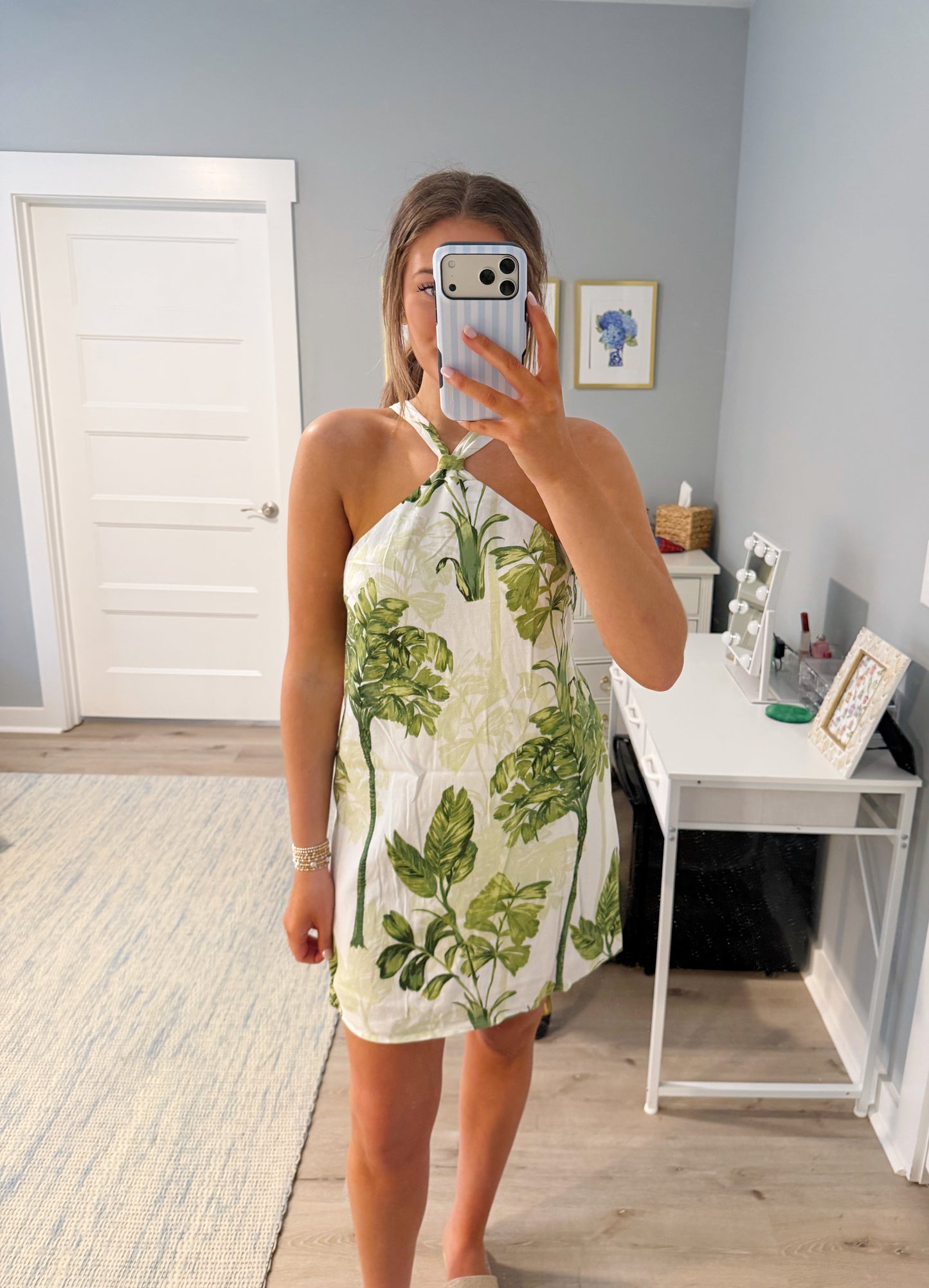 Tropical Halter Mini Dress