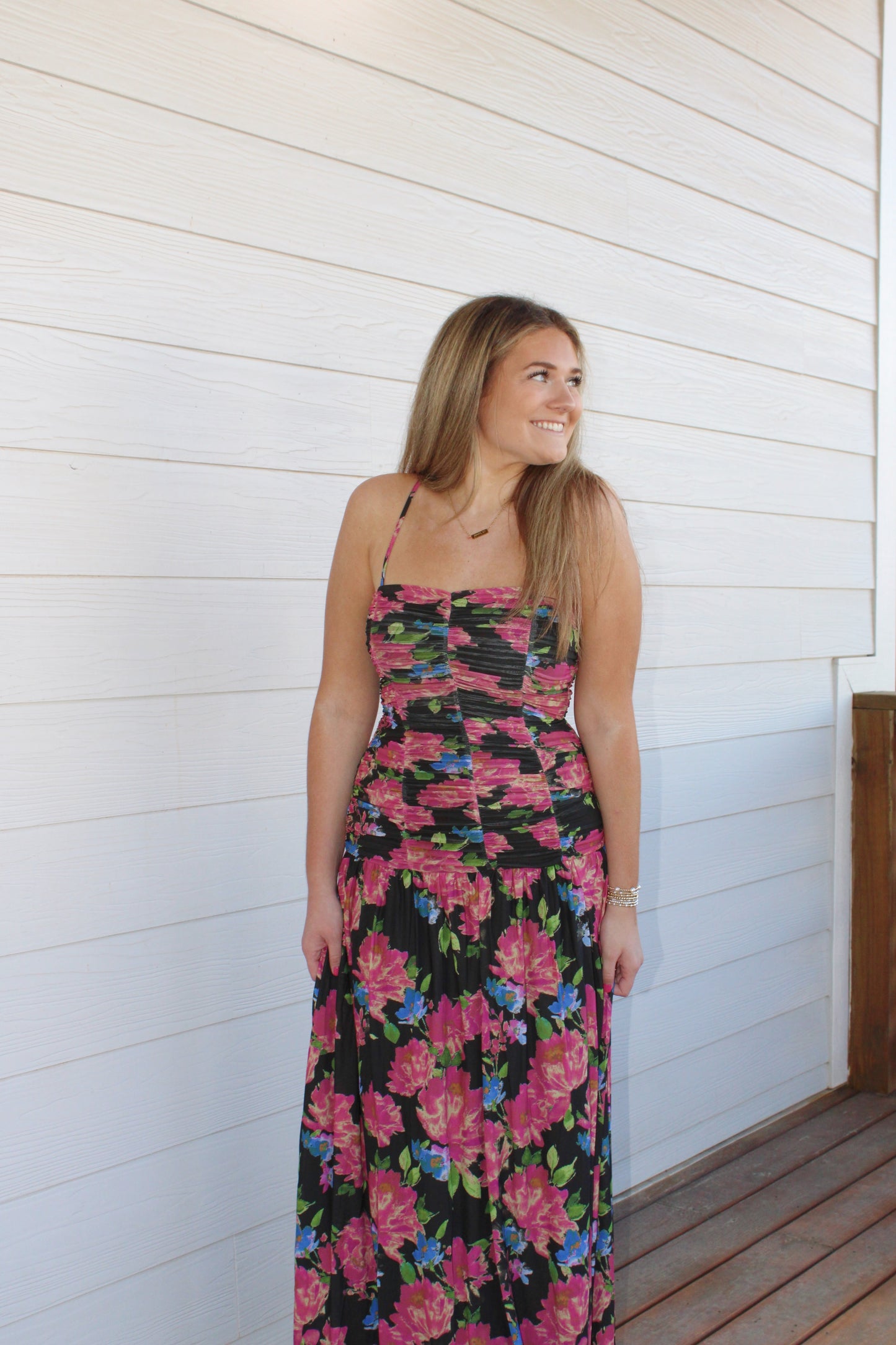Floral Mesh Maxi Dress