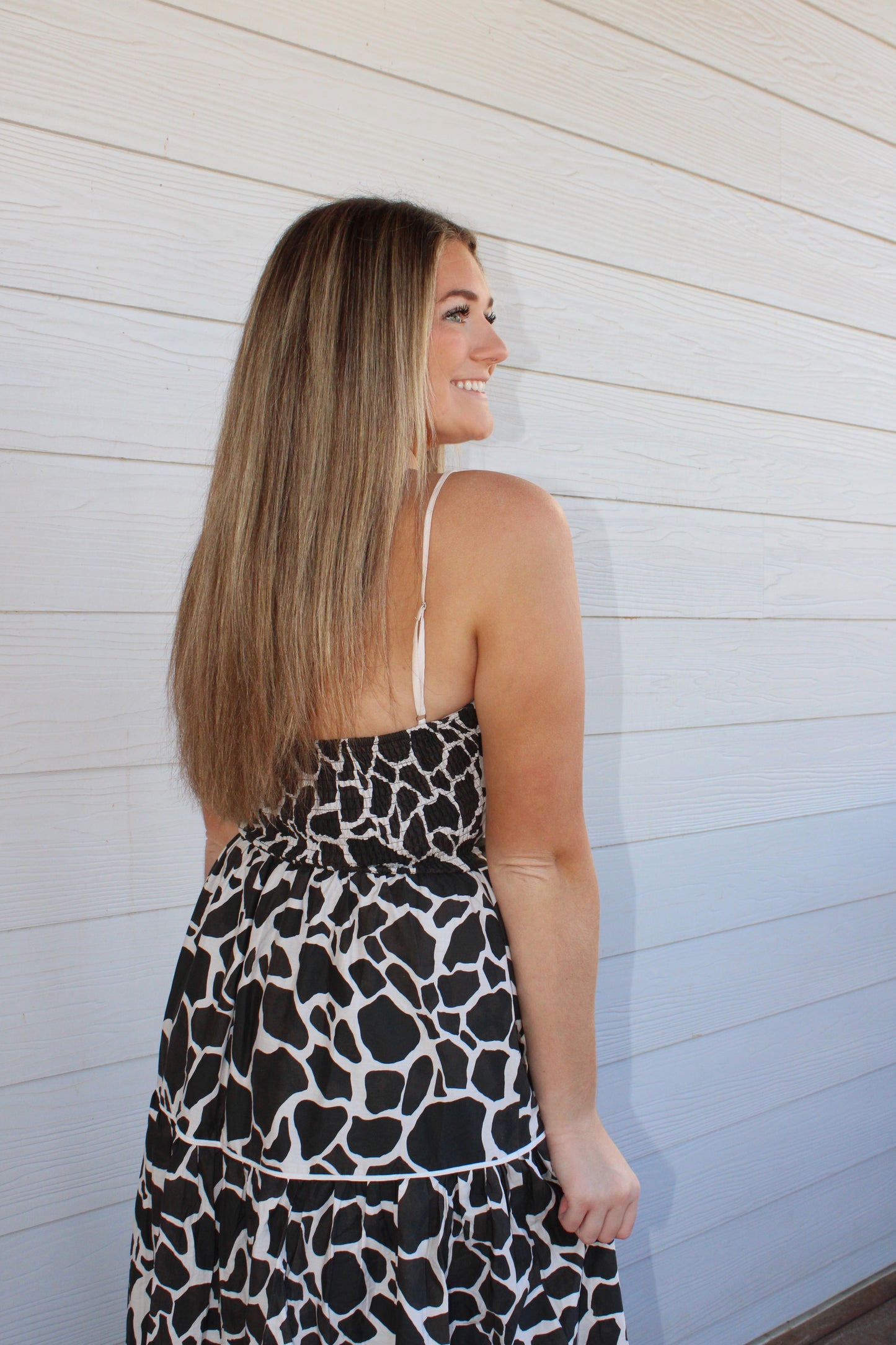 Anna Midi Dress -Ivory Black