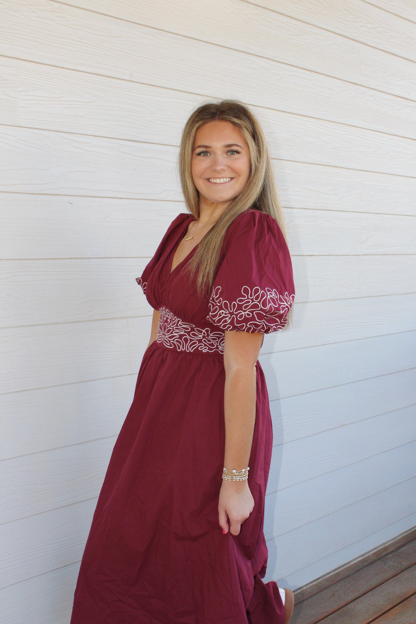 Brooke Midi Dress-Burgundy