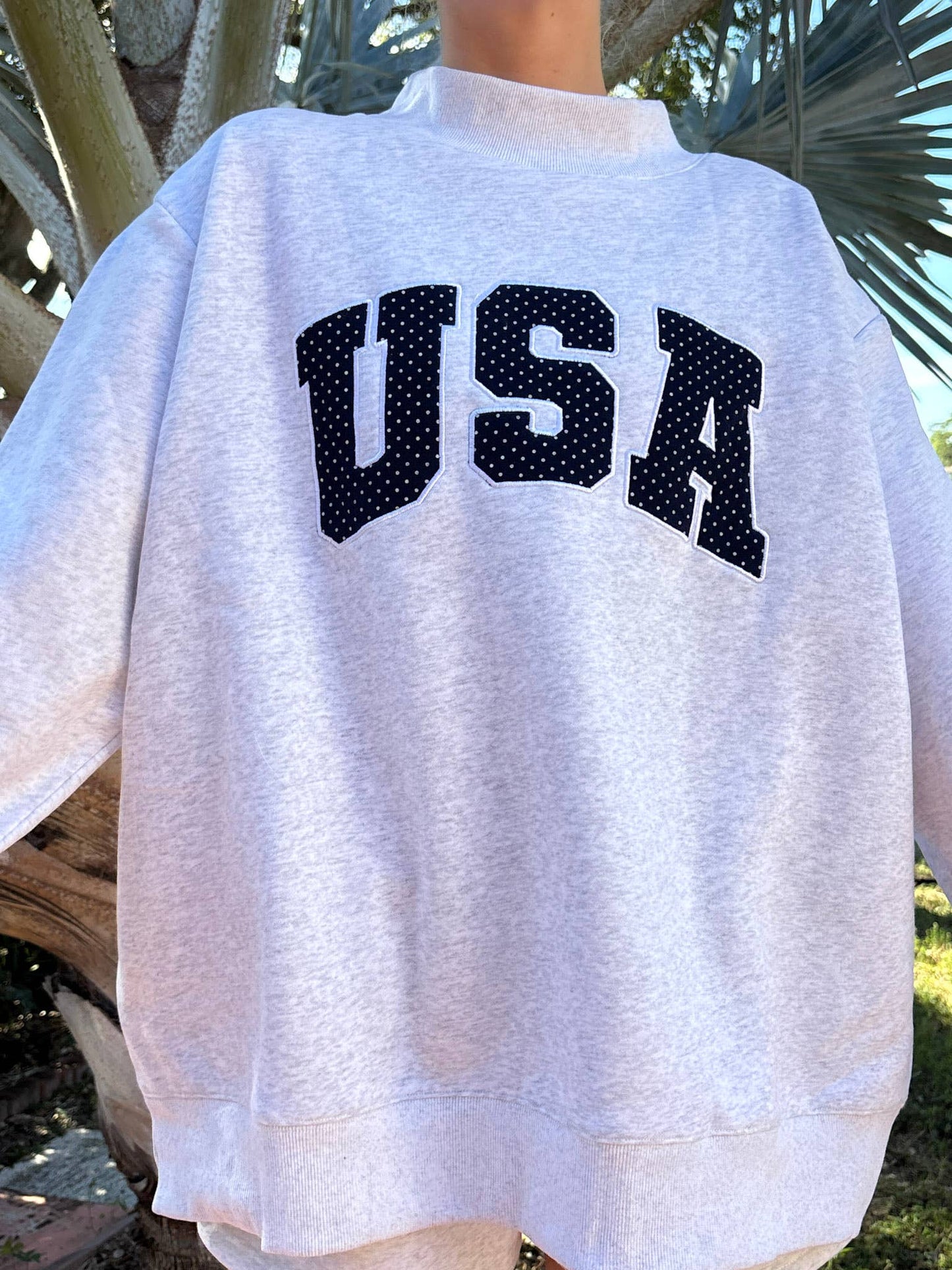 Polka Dot USA Mockneck Sweatshirt