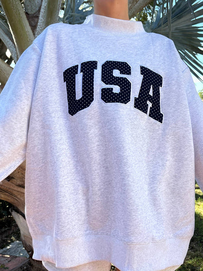 Polka Dot USA Mockneck Sweatshirt