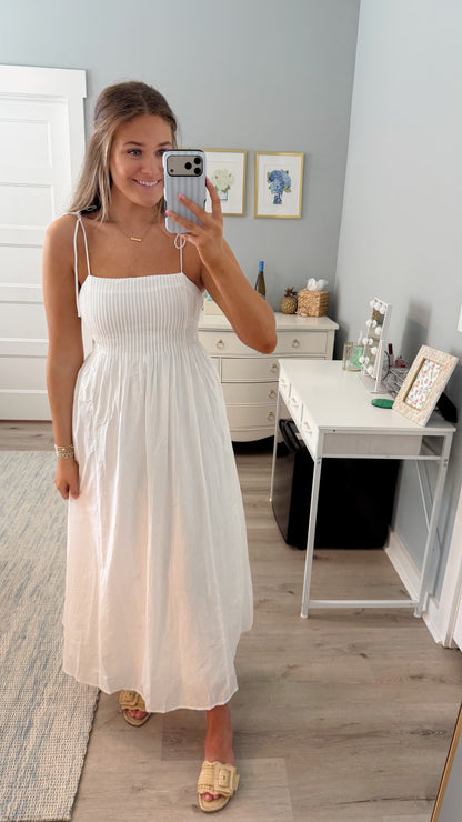 Seabreeze Pleated Maxi Dress- White