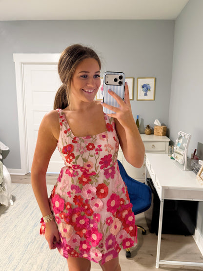 Floral Embroidered Mini Dress