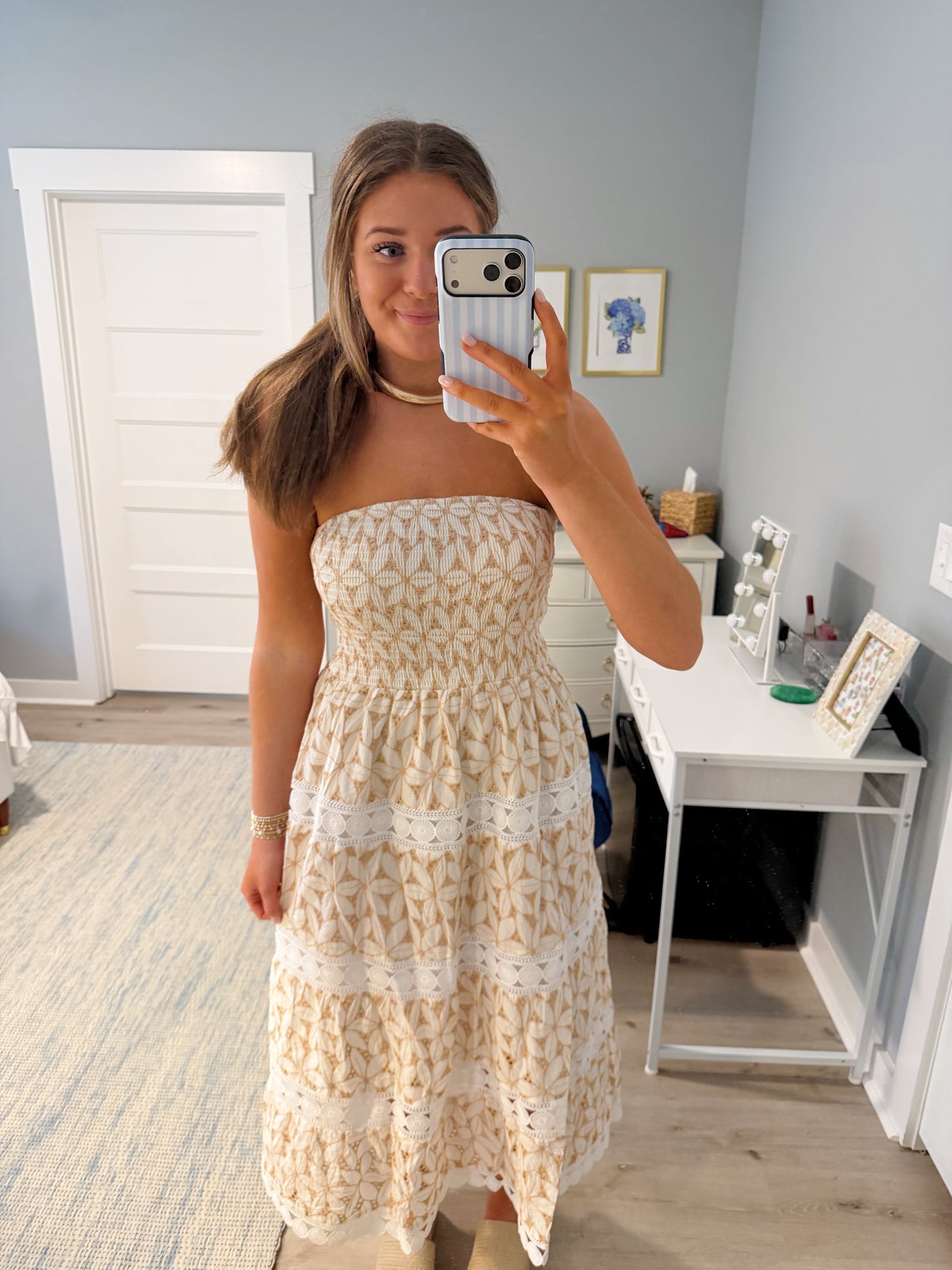 Seaside Smocked Midi Dress
