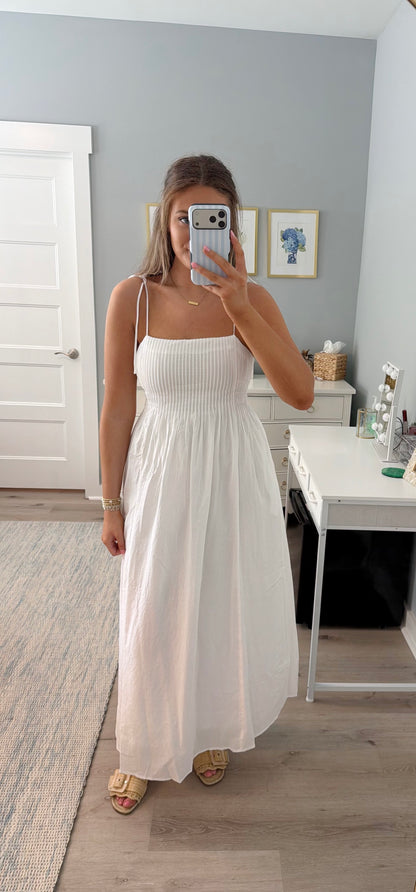 Seabreeze Pleated Maxi Dress- White