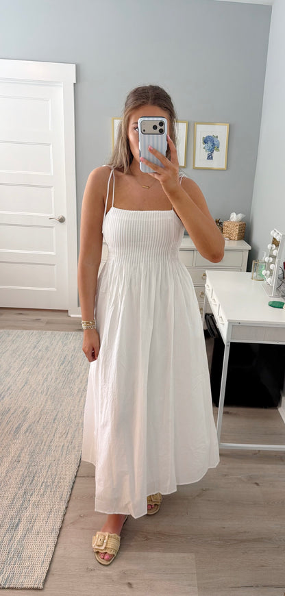 Seabreeze Pleated Maxi Dress- White