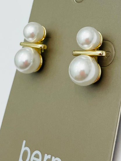 GOLDEN - Double Pearl Stud (gold/pearl) BER614