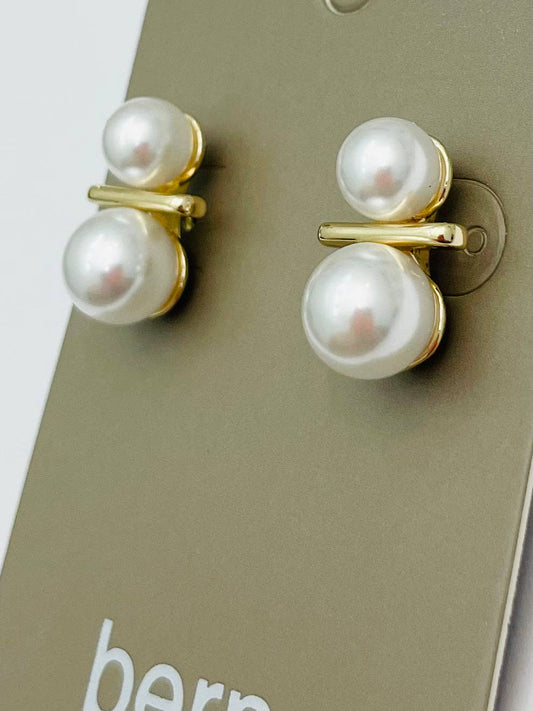 GOLDEN - Double Pearl Stud (gold/pearl) BER614