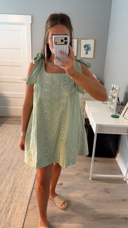 Harbor Striped Mini Dress - Green