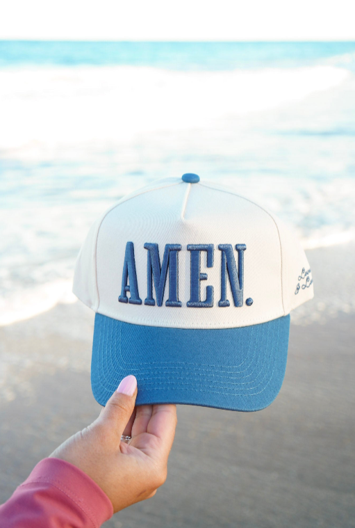 AMEN. - Slate Blue Vintage Trucker Hat