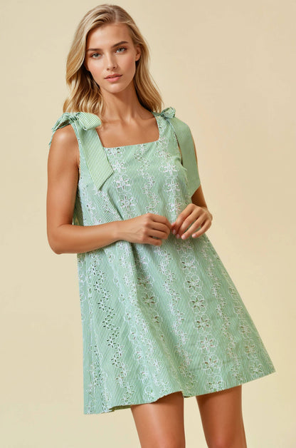 Harbor Striped Mini Dress - Green