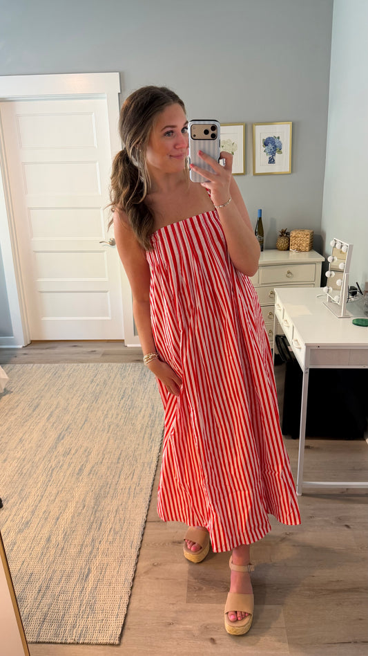Red Stripe Maxi Dress