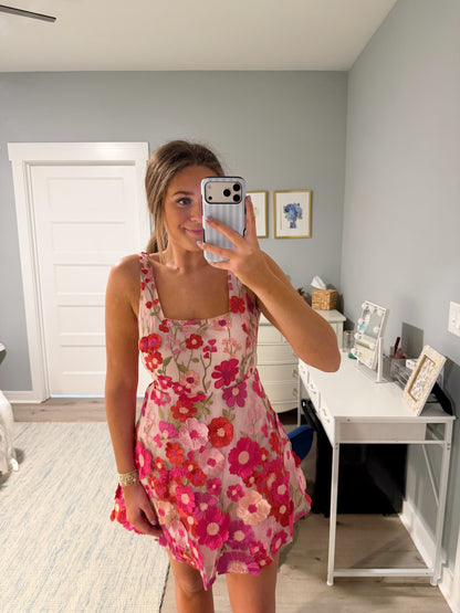 Floral Embroidered Mini Dress