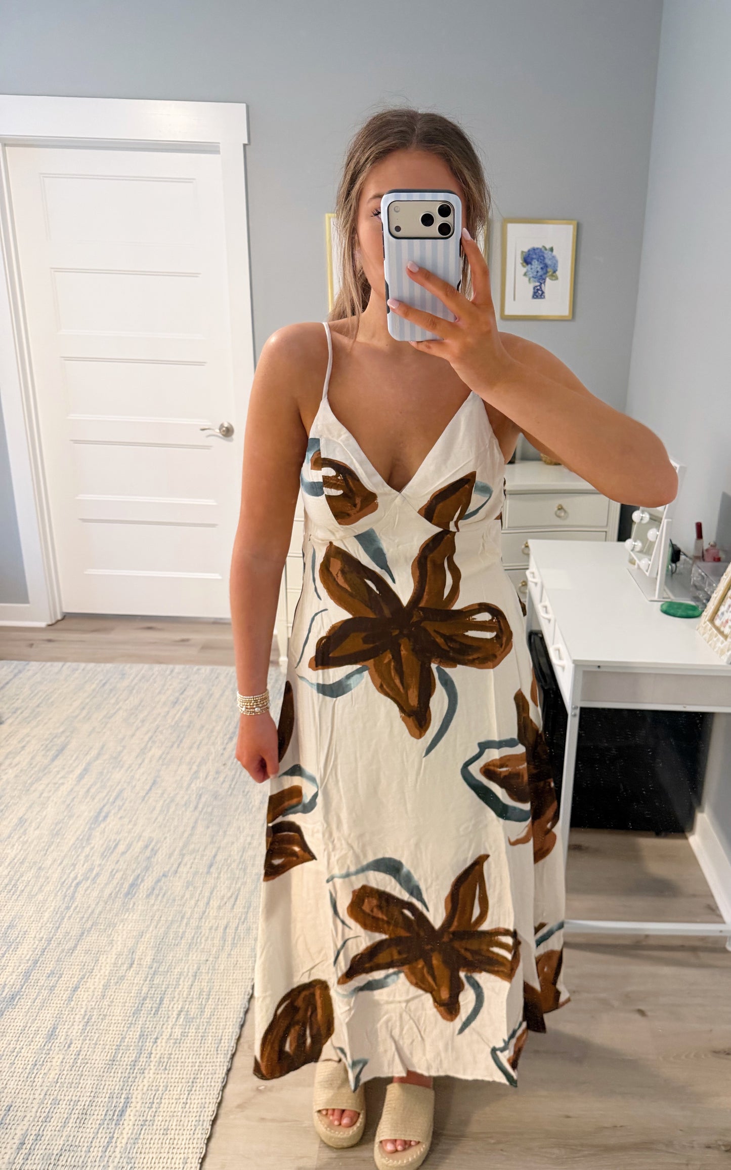 Floral Open Back Maxi Dress