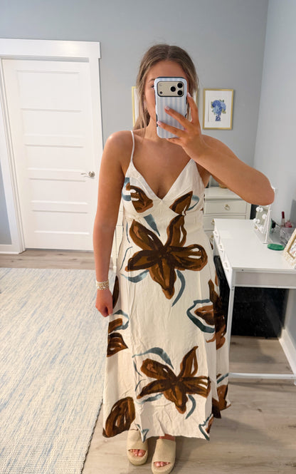 Floral Open Back Maxi Dress