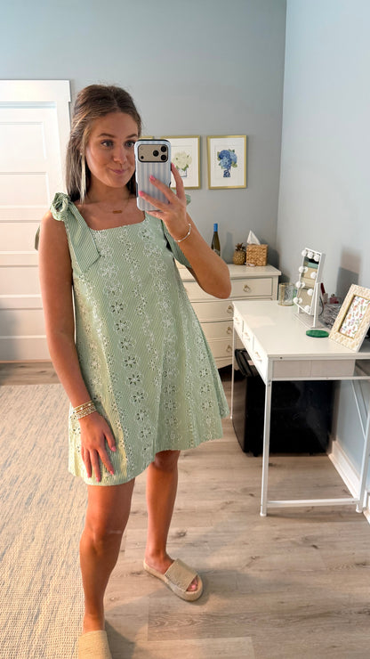 Harbor Striped Mini Dress - Green