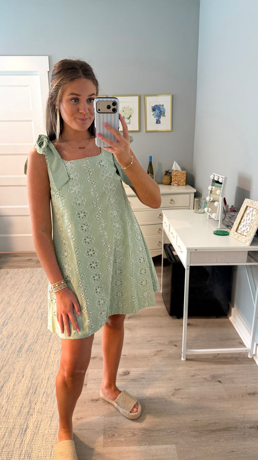 Harbor Striped Mini Dress - Green