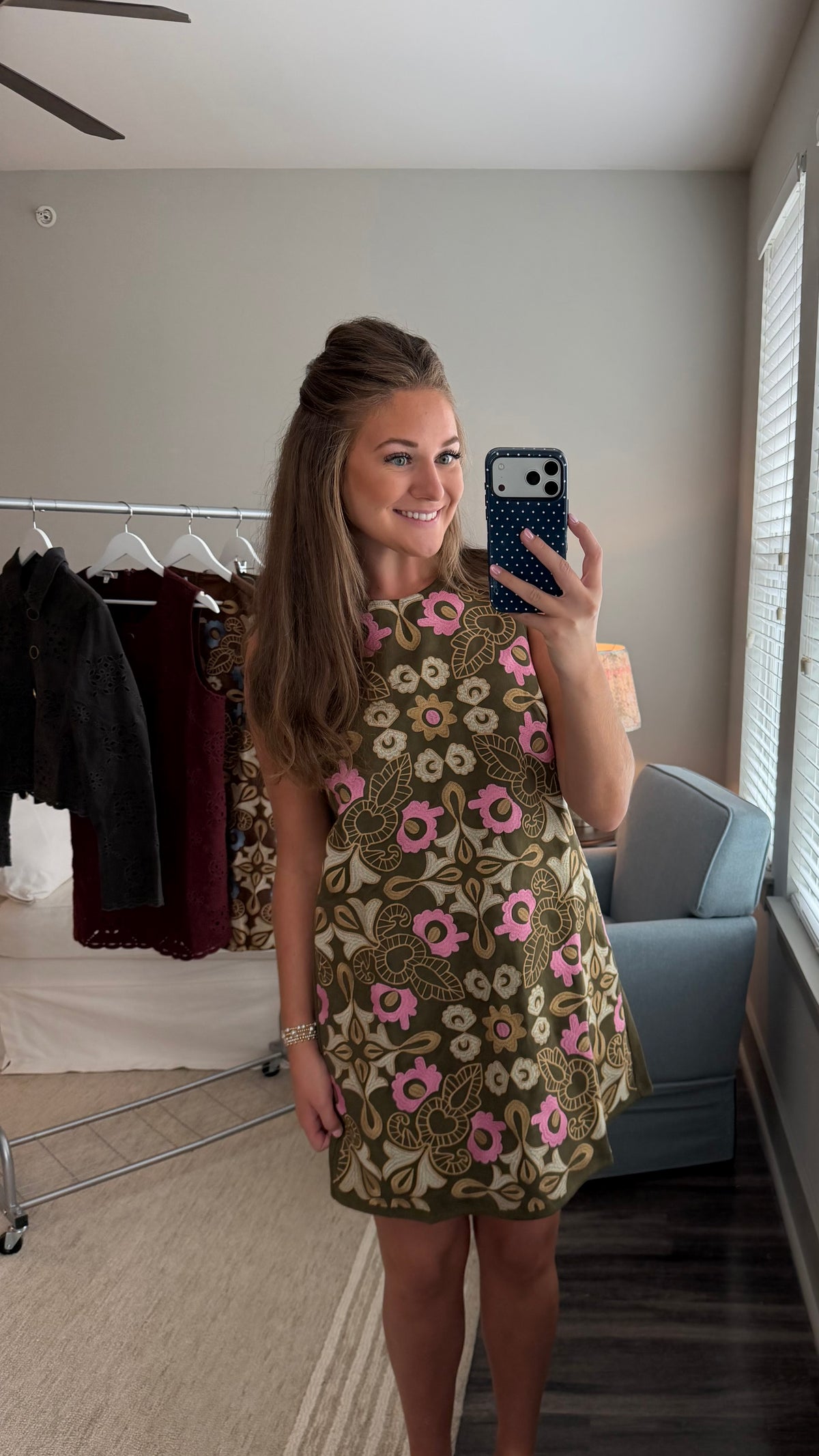 Autumn Suede Embroidery Dress - (IMPERFECTION) Olive