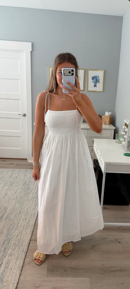 Seabreeze Pleated Maxi Dress- White