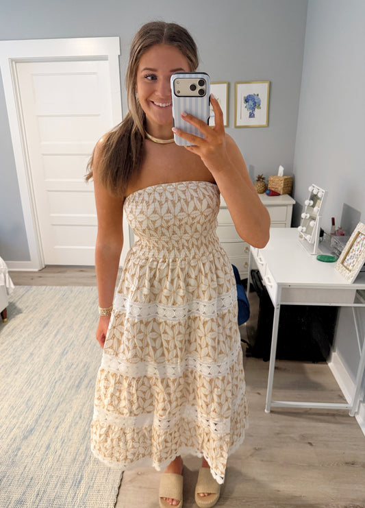 Seaside Smocked Midi Dress